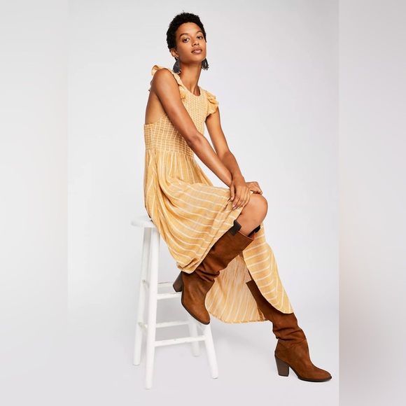 Free People Dresses & Skirts - Free People Yellow Stripe Maxi Dress
